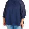 * Dr2 By Daniel Rainn Plus Size Clip-Dot Blouse With 3/4 Sleeves | Women'S Clothing