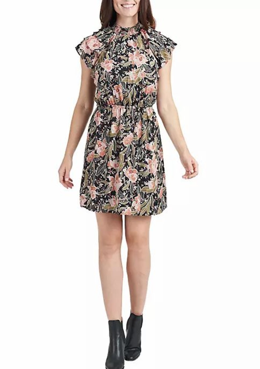 * Dr2 By Daniel Rainn Ruffle Sleeve Floral Dress | Women'S Clothing