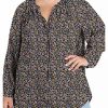 * Dr2 By Daniel Rainn Sheer Long Sleeve Tunic Top With Ruffle Collar (Plus Size) | Women'S Clothing