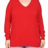 * Dr2 By Daniel Rainn Plus Size Long Sleeve V-Neck Sweater | Women'S Clothing