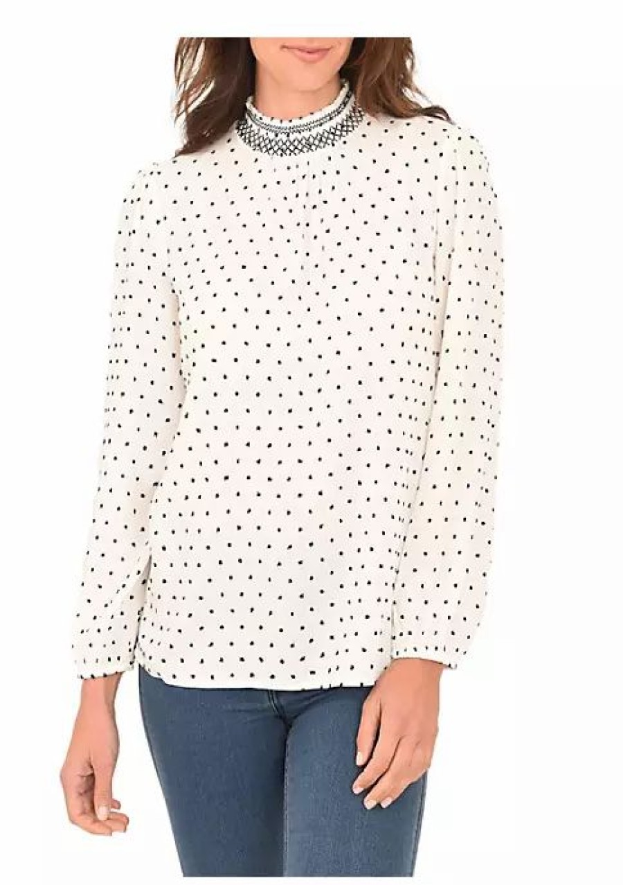 * Dr2 By Daniel Rainn Long Sleeve Clip-Dot Top | Women'S Clothing