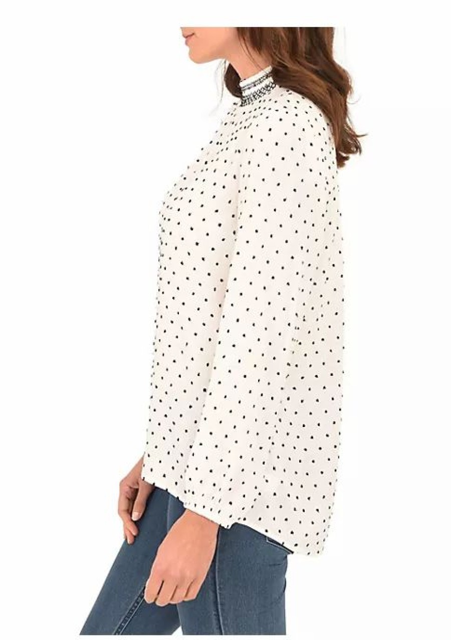 * Dr2 By Daniel Rainn Long Sleeve Clip-Dot Top | Women'S Clothing