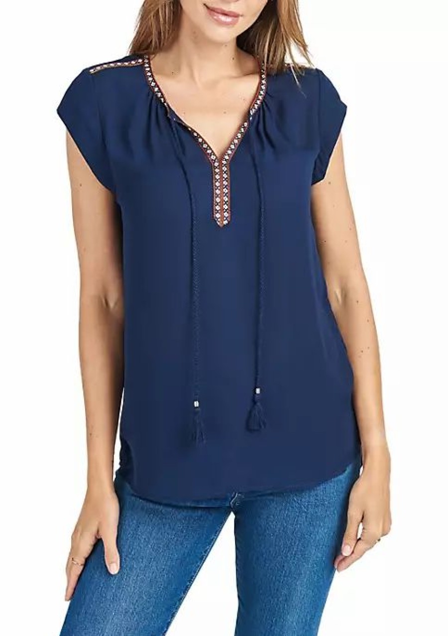 * Dr2 By Daniel Rainn Short-Sleeved Top With Tassels | Women'S Clothing