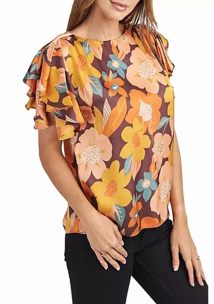 * Dr2 By Daniel Rainn Floral Top With Ruffle Sleeves | Women'S Clothing