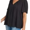 * Dr2 By Daniel Rainn Bell Sleeve Top With Split Neck And Tassels | Women'S Clothing