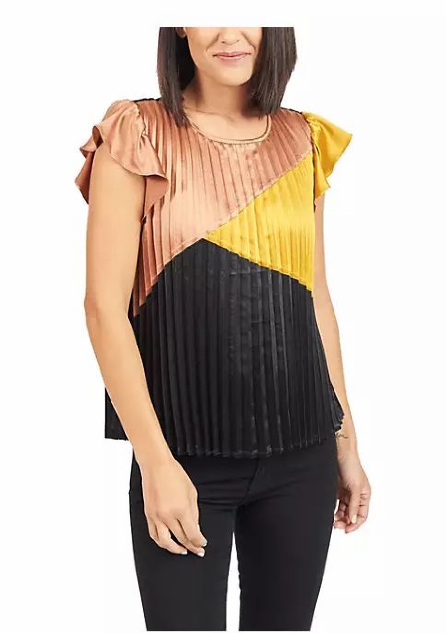 * Dr2 By Daniel Rainn Pleated Art Deco Top Blouse | Women'S Clothing