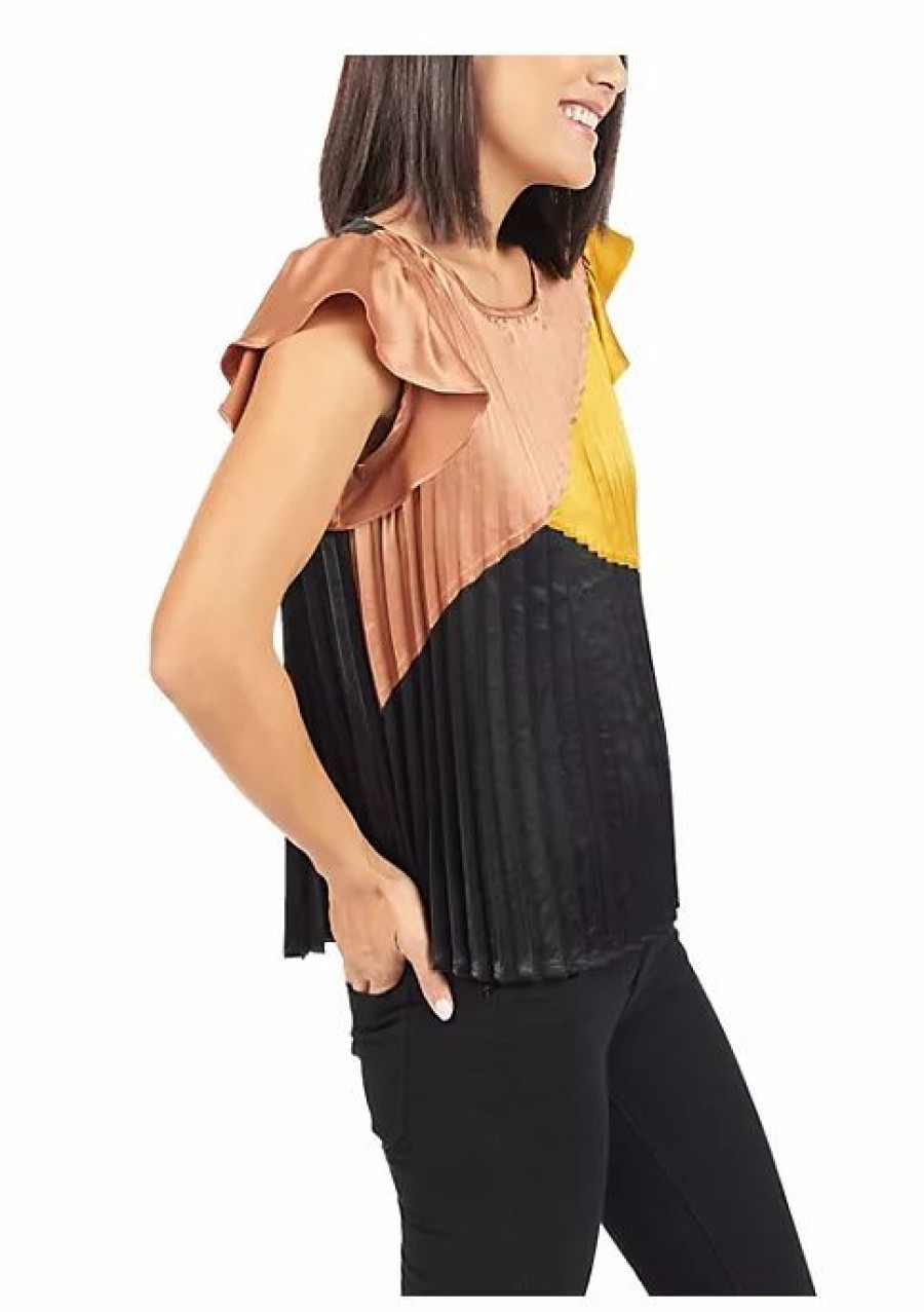 * Dr2 By Daniel Rainn Pleated Art Deco Top Blouse | Women'S Clothing