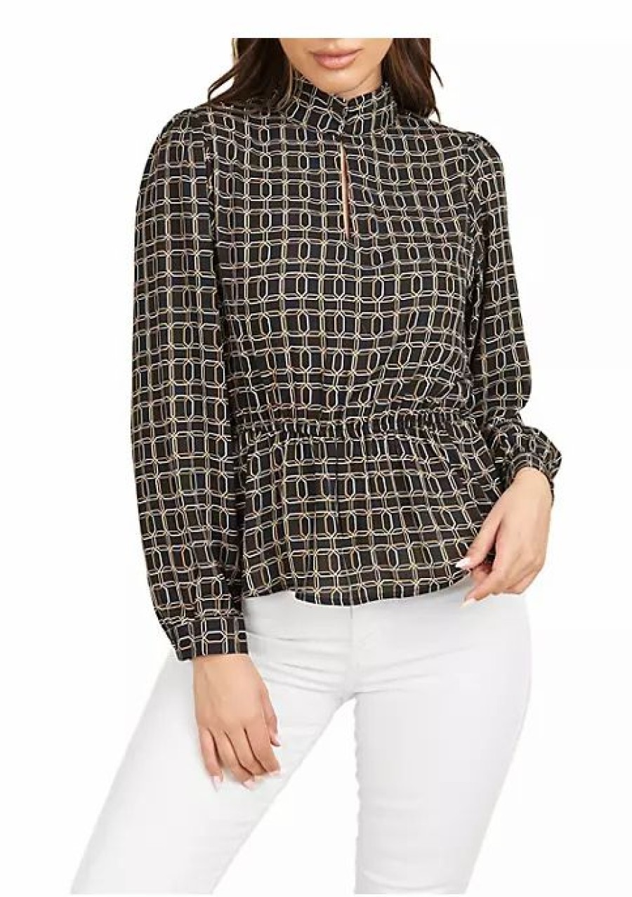 * Dr2 By Daniel Rainn Mock Turtleneck Shirred Top Blouse | Women'S Clothing