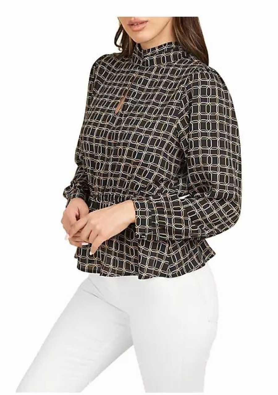 * Dr2 By Daniel Rainn Mock Turtleneck Shirred Top Blouse | Women'S Clothing