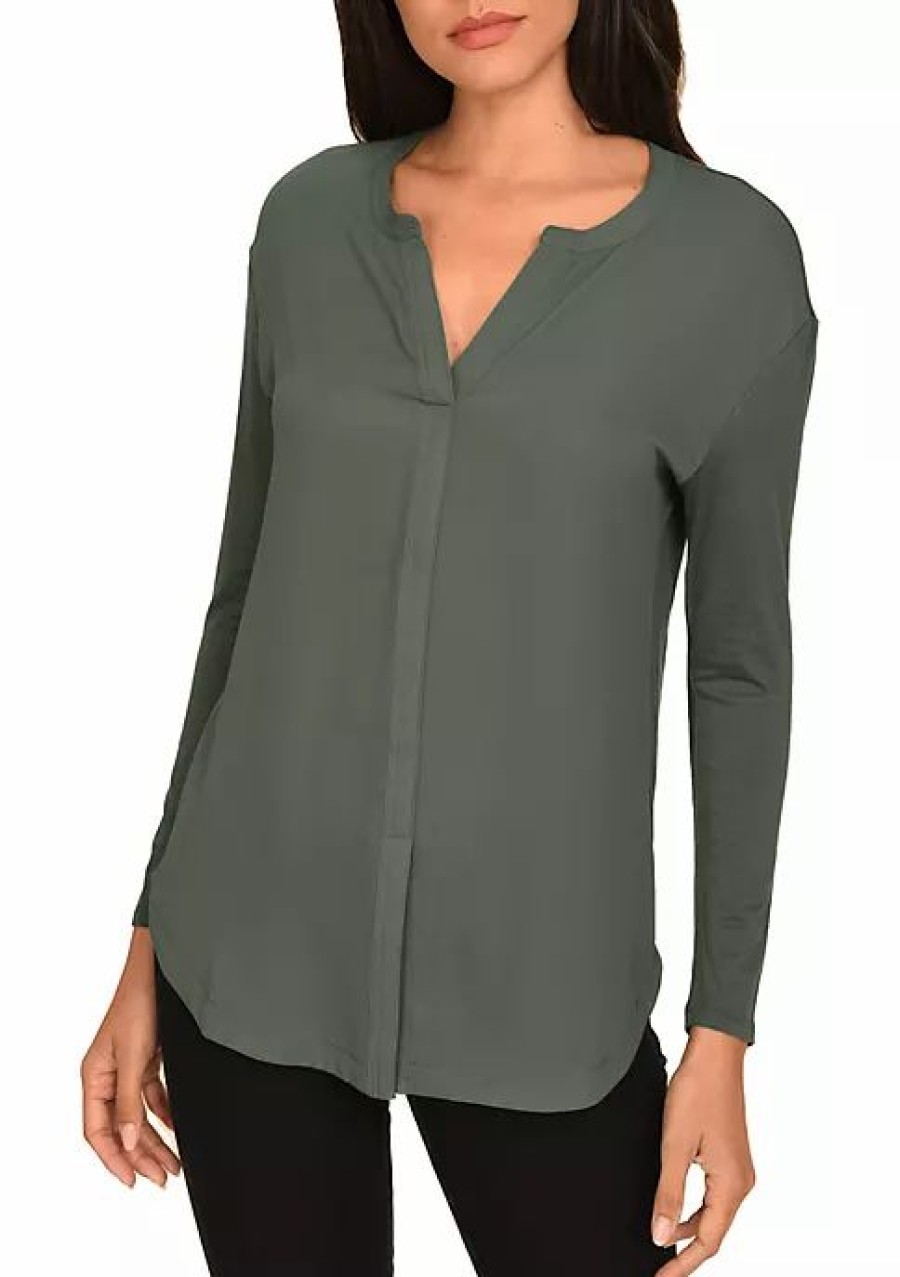 * Dr2 By Daniel Rainn Split Neck Casual Top | Women'S Clothing