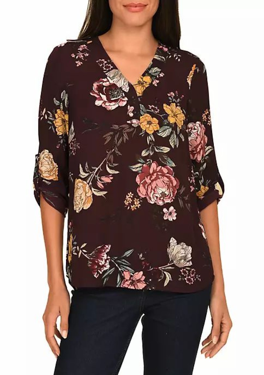 * Dr2 By Daniel Rainn 3/4 Sleeve V-Neck Blouse Top | Women'S Clothing