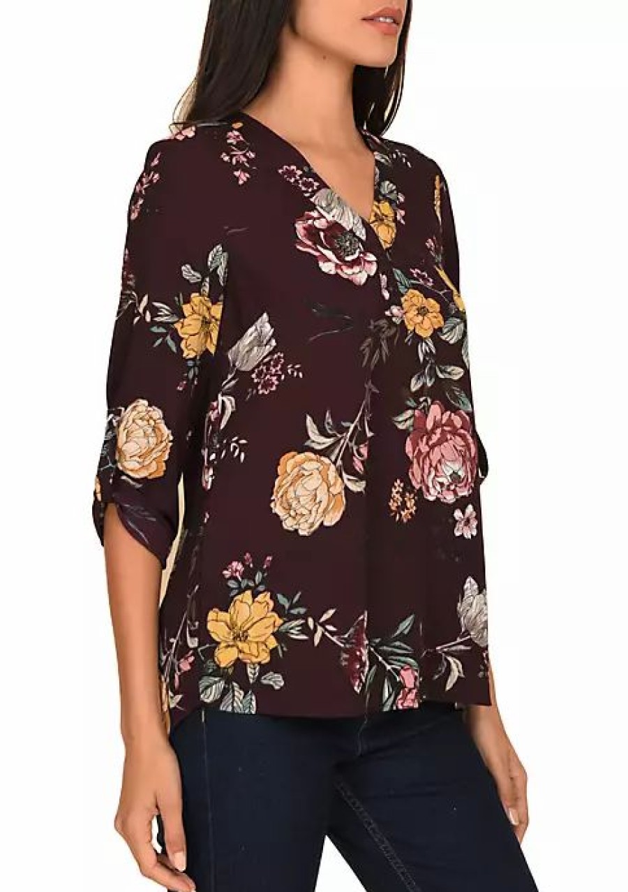 * Dr2 By Daniel Rainn 3/4 Sleeve V-Neck Blouse Top | Women'S Clothing