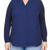 * Dr2 By Daniel Rainn Plus Size Long Sleeve V-Neck Blouse | Women'S Clothing