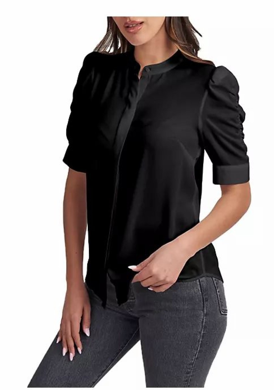 * Dr2 By Daniel Rainn Button Down Top Blouse With Puff Sleeves | Women'S Clothing