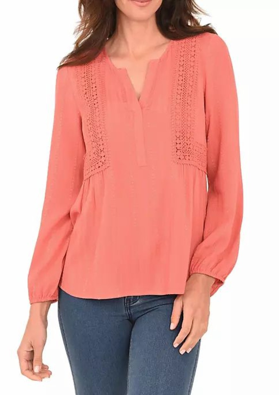 * Dr2 By Daniel Rainn Long Sleeve Top W/ Lace Detail | Women'S Clothing