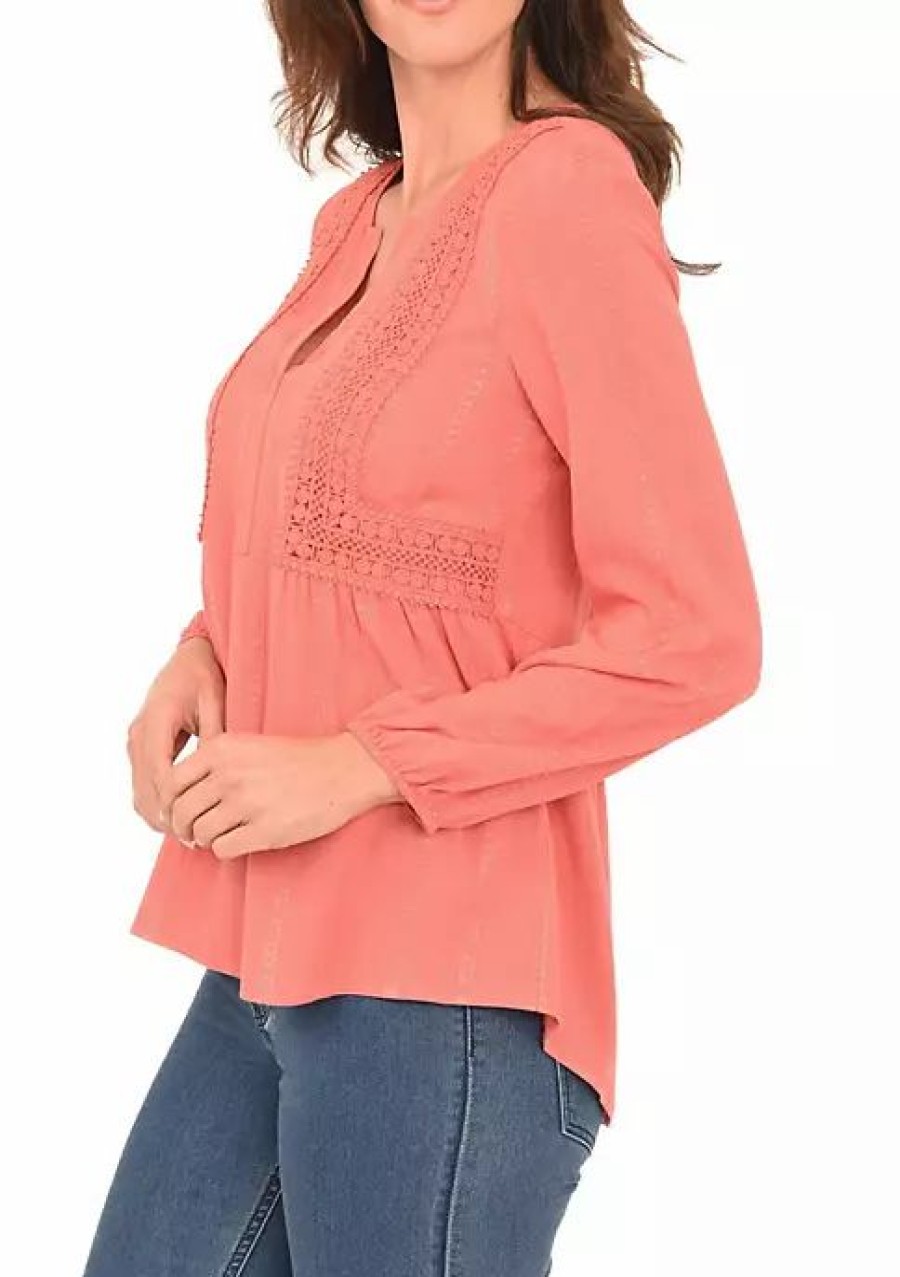 * Dr2 By Daniel Rainn Long Sleeve Top W/ Lace Detail | Women'S Clothing