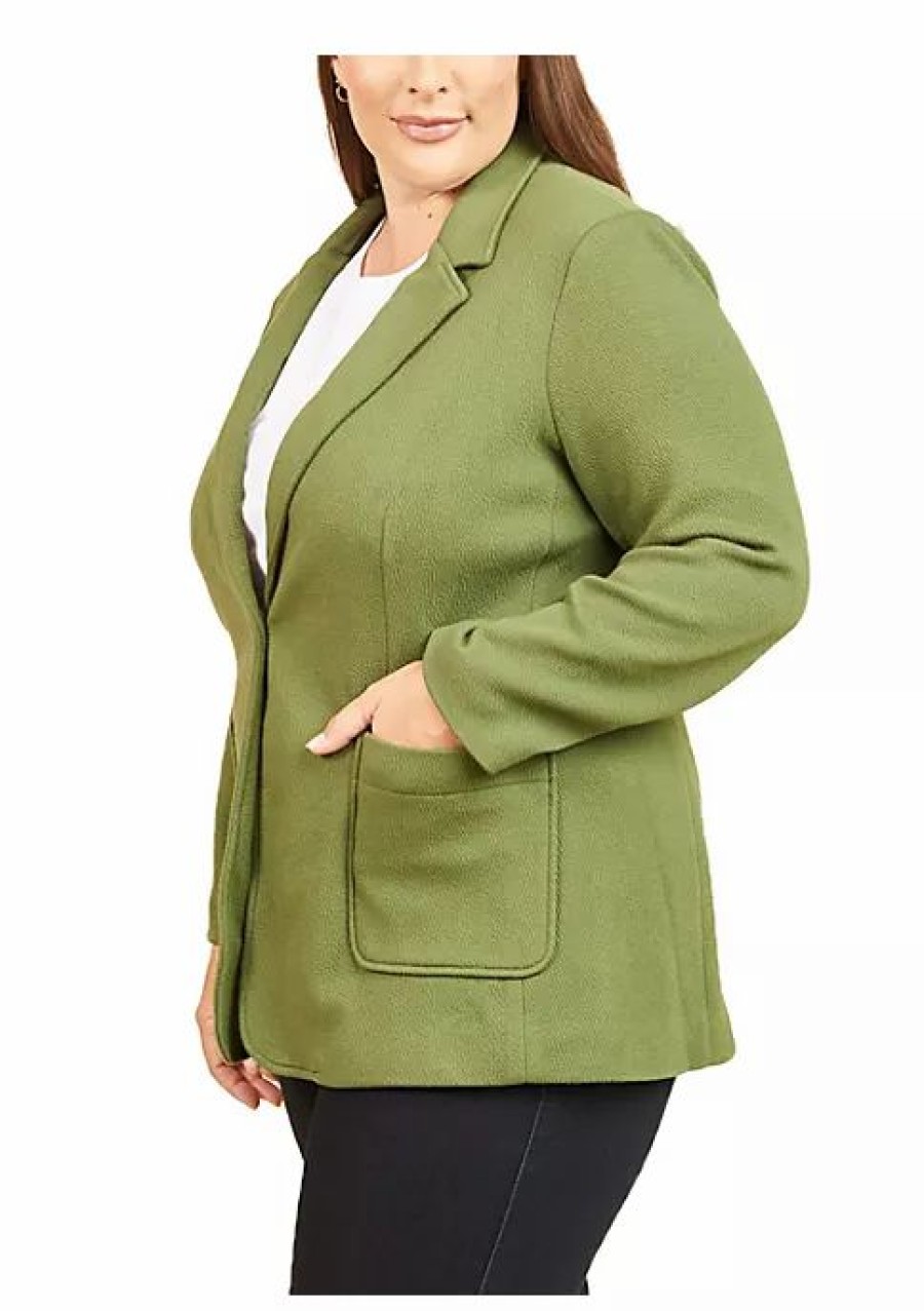 * Dr2 By Daniel Rainn Notch Collar Knit Blazer With Pockets (Plus Size) | Women'S Clothing