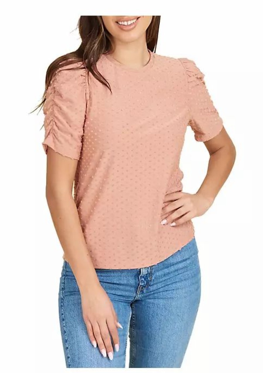 * Dr2 By Daniel Rainn Knit Clip Dot Top With Puff Sleeves | Women'S Clothing