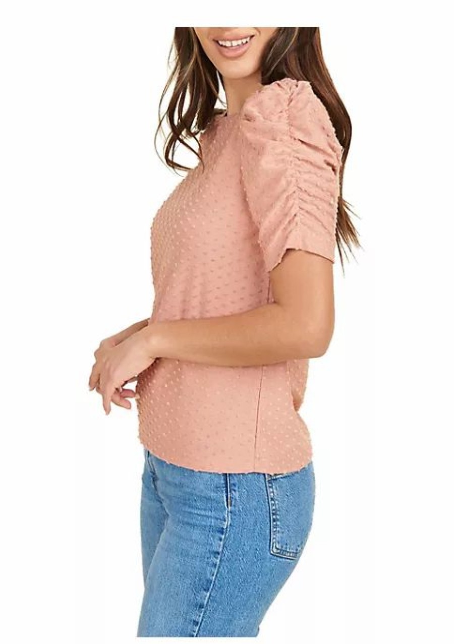 * Dr2 By Daniel Rainn Knit Clip Dot Top With Puff Sleeves | Women'S Clothing