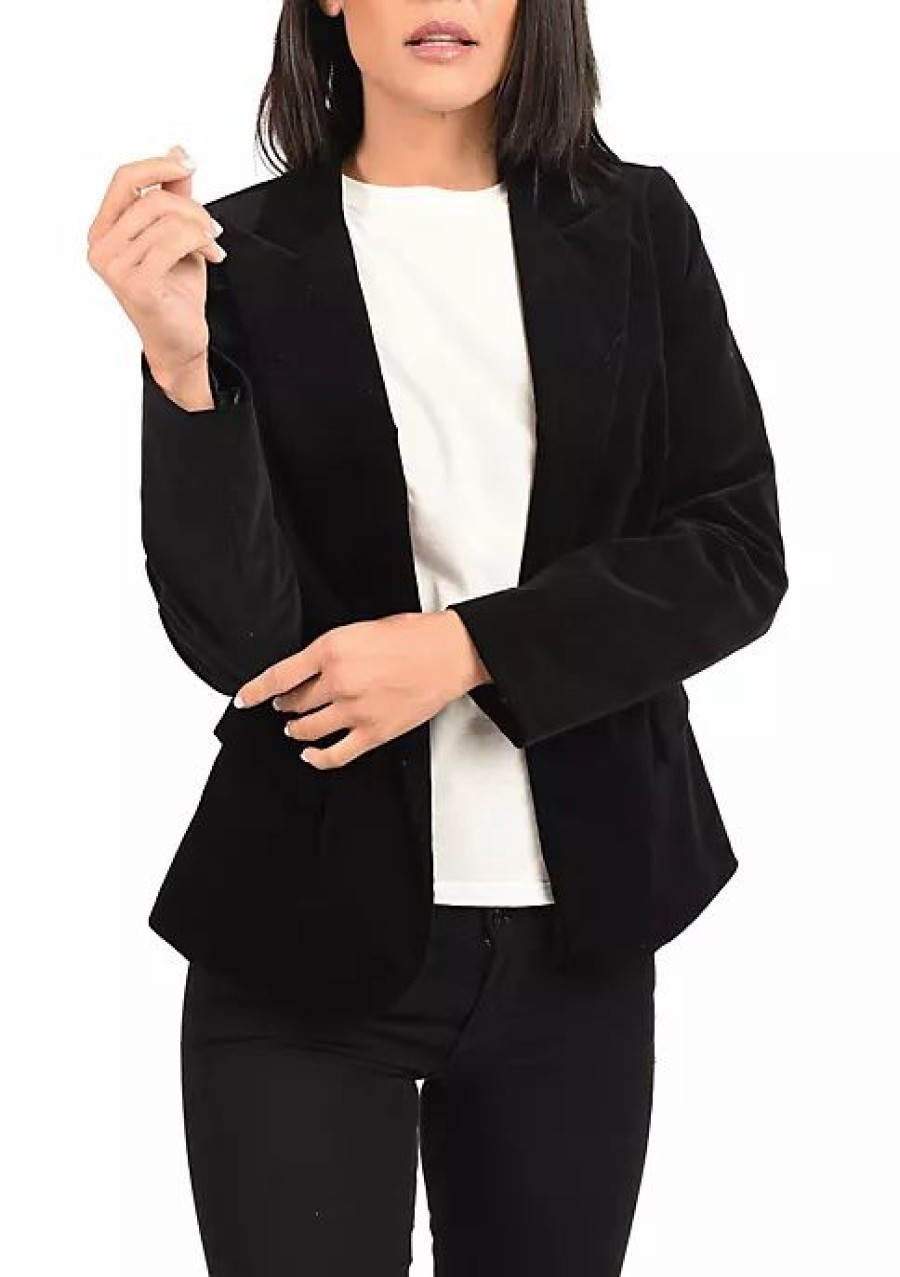 * Dr2 By Daniel Rainn Velvet Notch Collar Jacket Blazer | Women'S Clothing