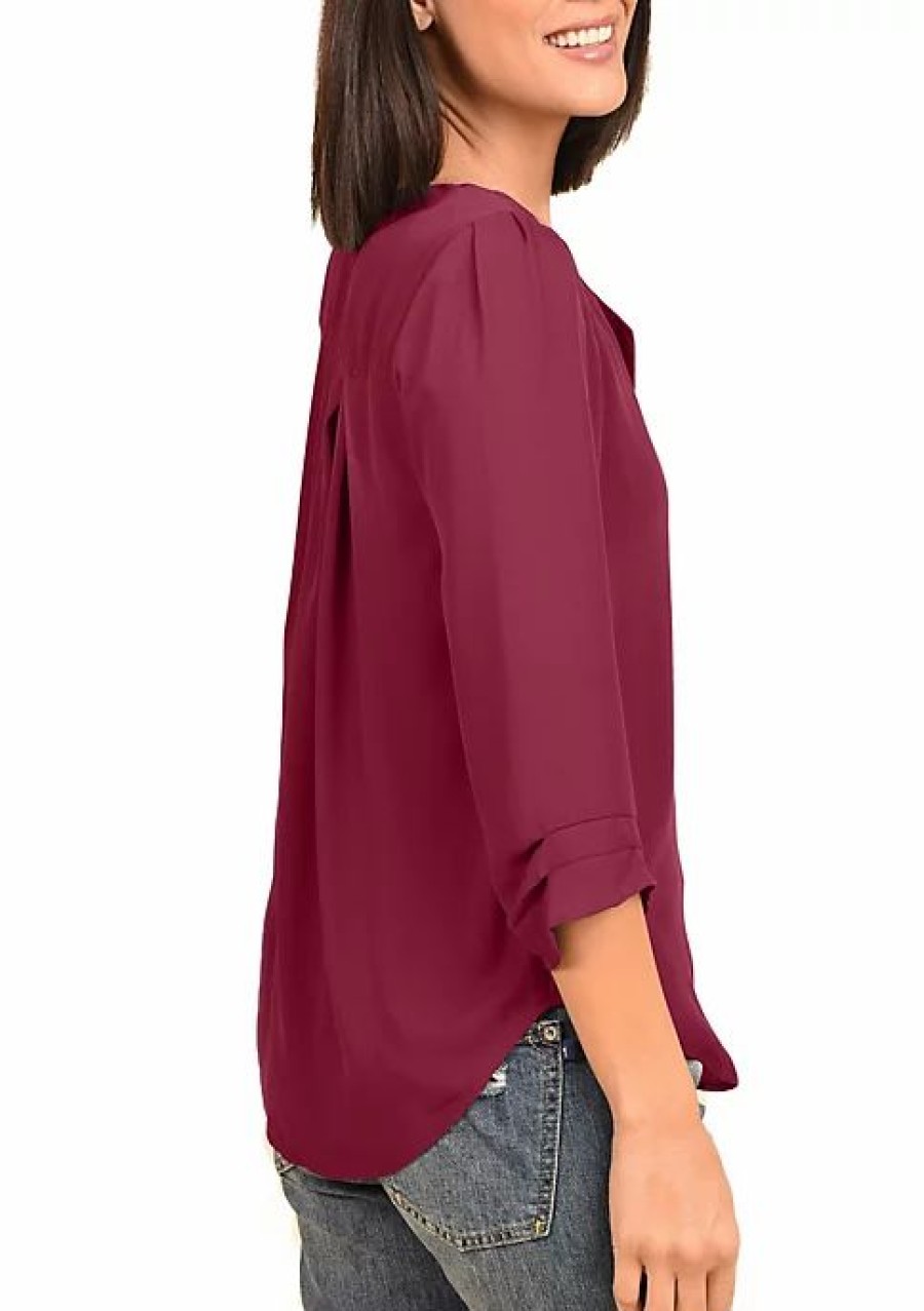 * Dr2 By Daniel Rainn 3/4 Sleeve V-Neck Blouse | Women'S Clothing