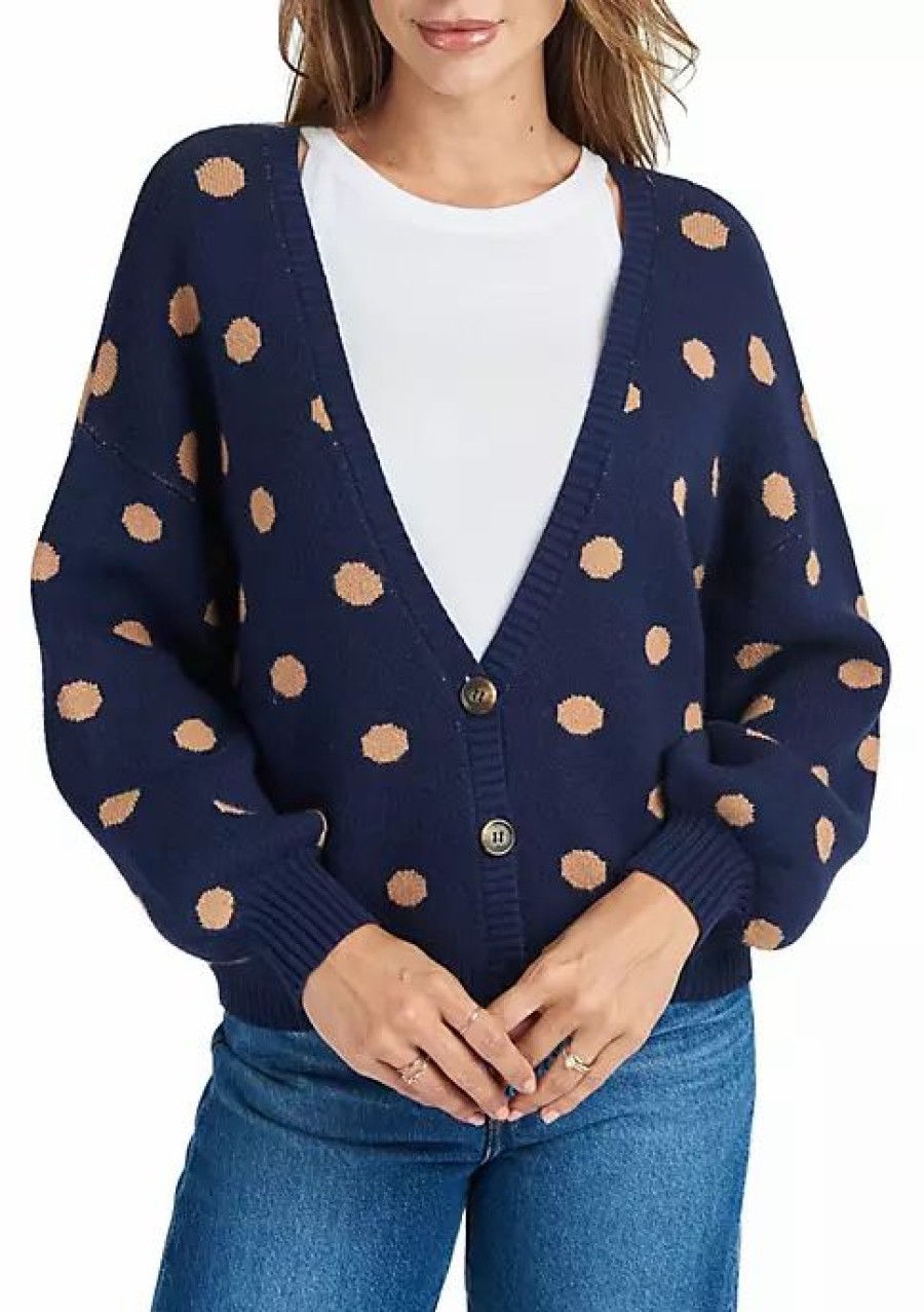 * Dr2 By Daniel Rainn Polka-Dot V-Neck Cardigan | Women'S Clothing