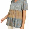 * Dr2 By Daniel Rainn Short Sleeve Patchwork Top | Women'S Clothing