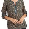 * Dr2 By Daniel Rainn 3/4 Roll Tab Sleeve Tunic Top | Women'S Clothing