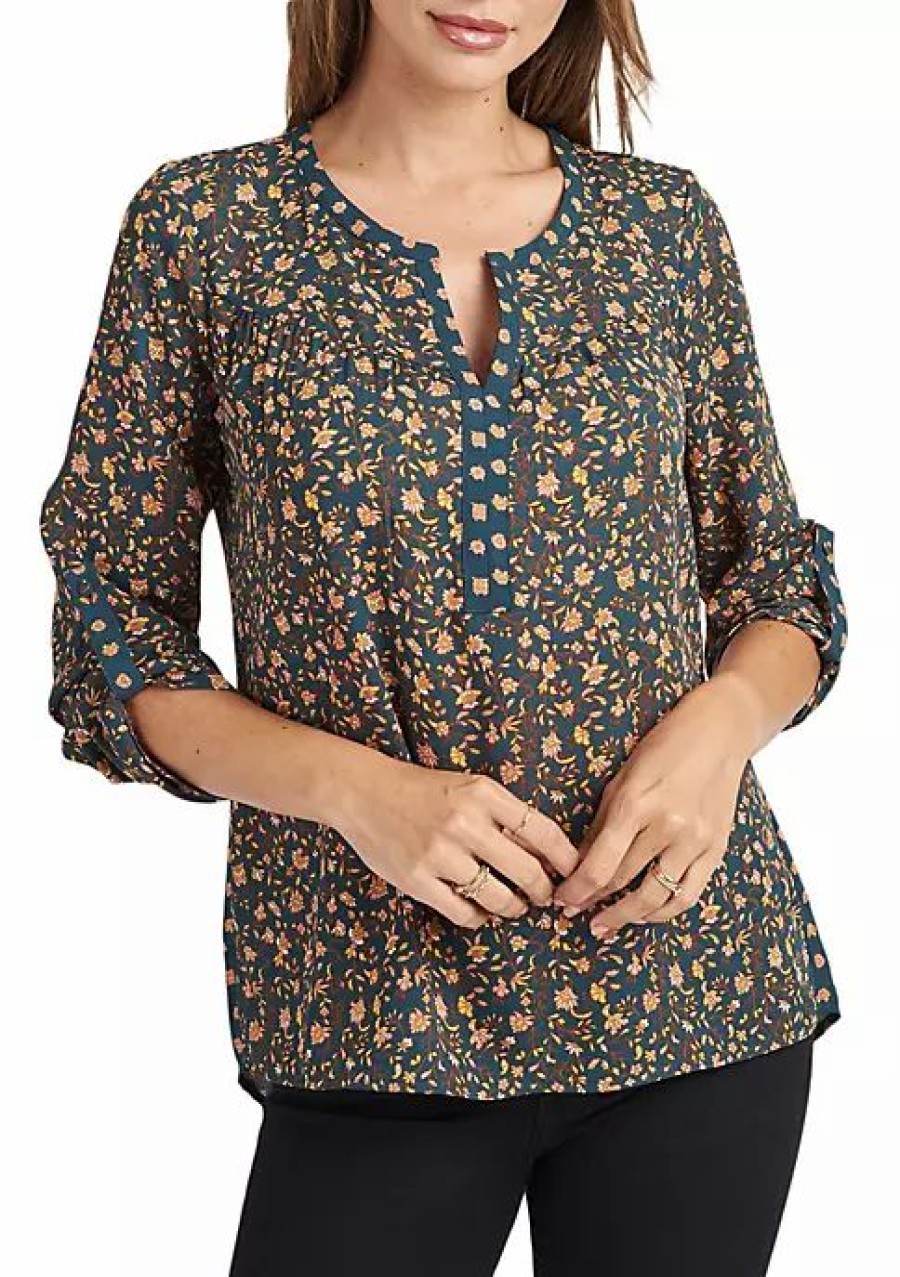 * Dr2 By Daniel Rainn 3/4 Roll Tab Sleeve Tunic Top | Women'S Clothing