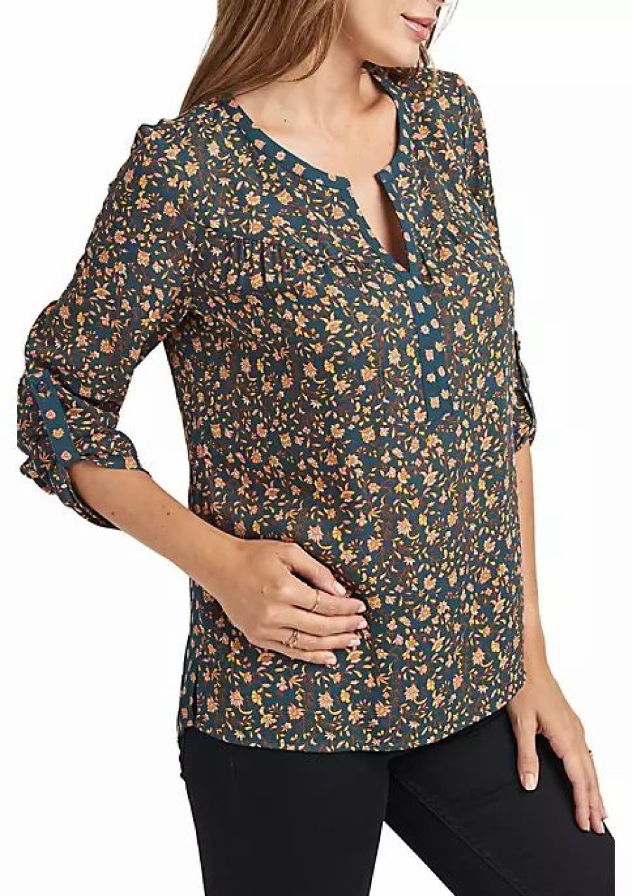 * Dr2 By Daniel Rainn 3/4 Roll Tab Sleeve Tunic Top | Women'S Clothing