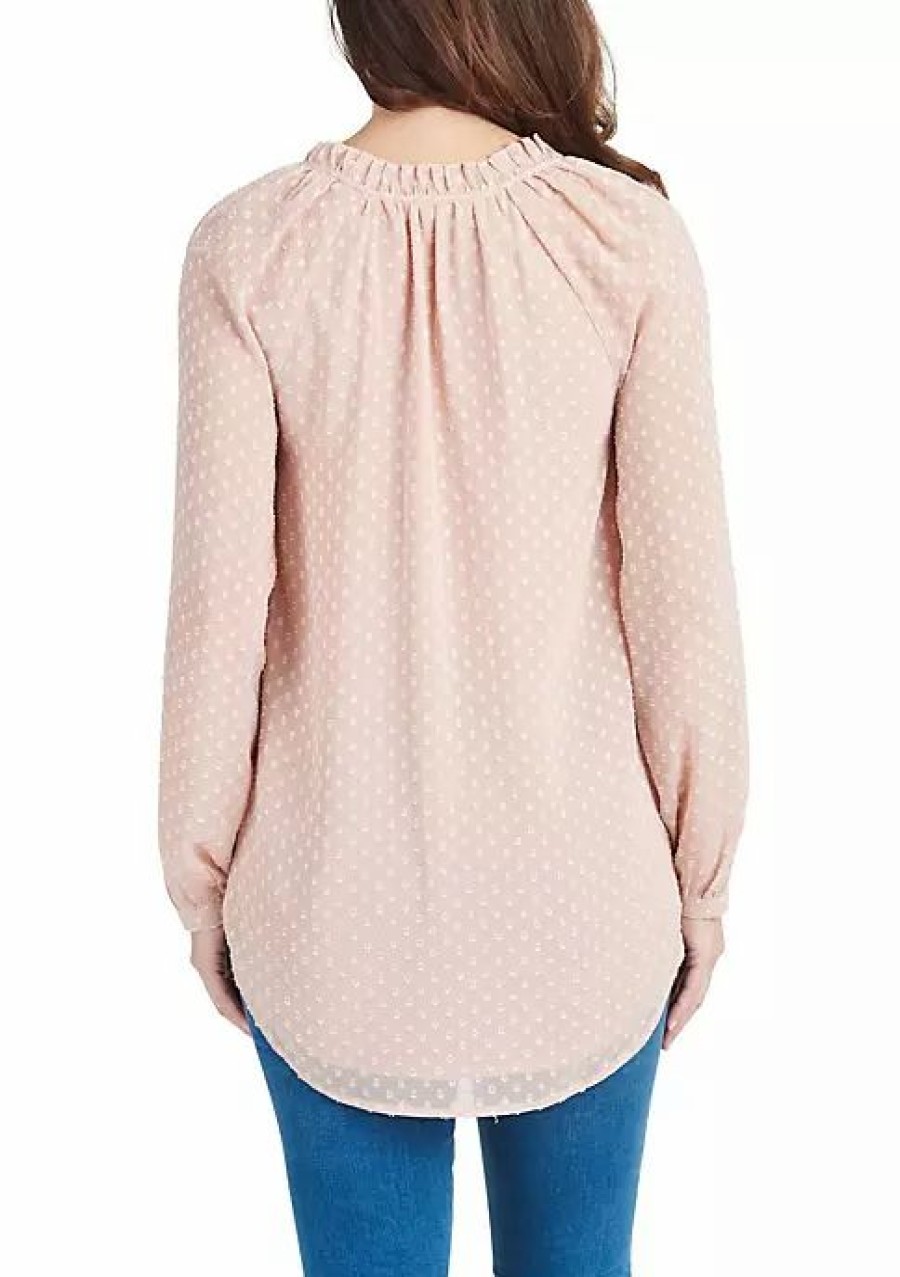 * Dr2 By Daniel Rainn Sheer Long Sleeve Tunic Top With Ruffle Collar | Women'S Clothing