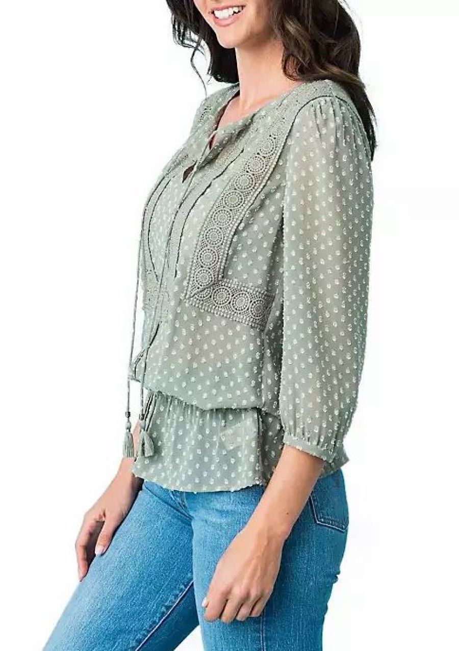 * Dr2 By Daniel Rainn Tassel Clip Dot Blouse | Women'S Clothing