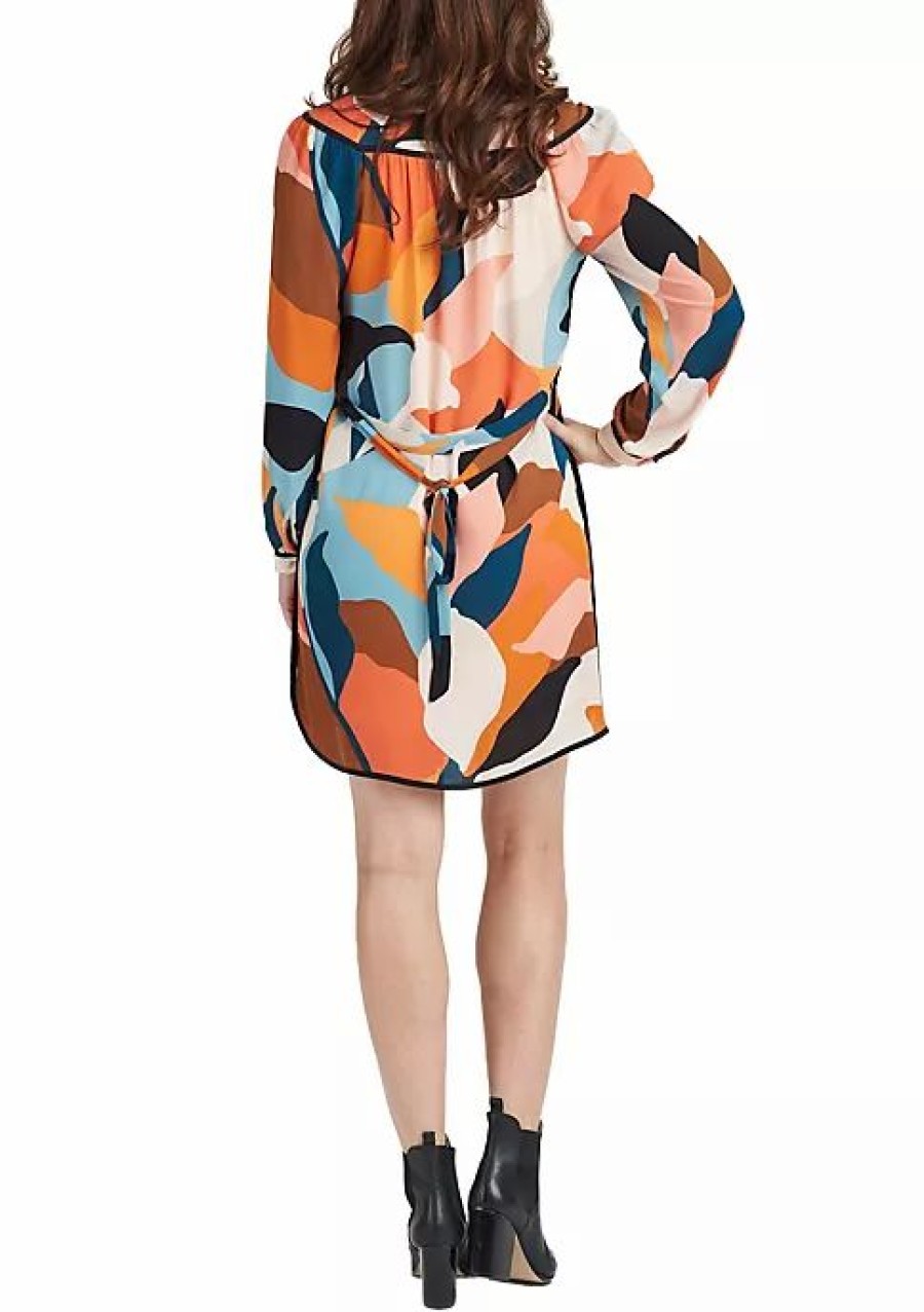 * Dr2 By Daniel Rainn Long Sleeve Dress With Split V-Neck | Women'S Clothing