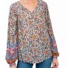 * Dr2 By Daniel Rainn V-Neck Long Sleeve Multicolored Top | Women'S Clothing