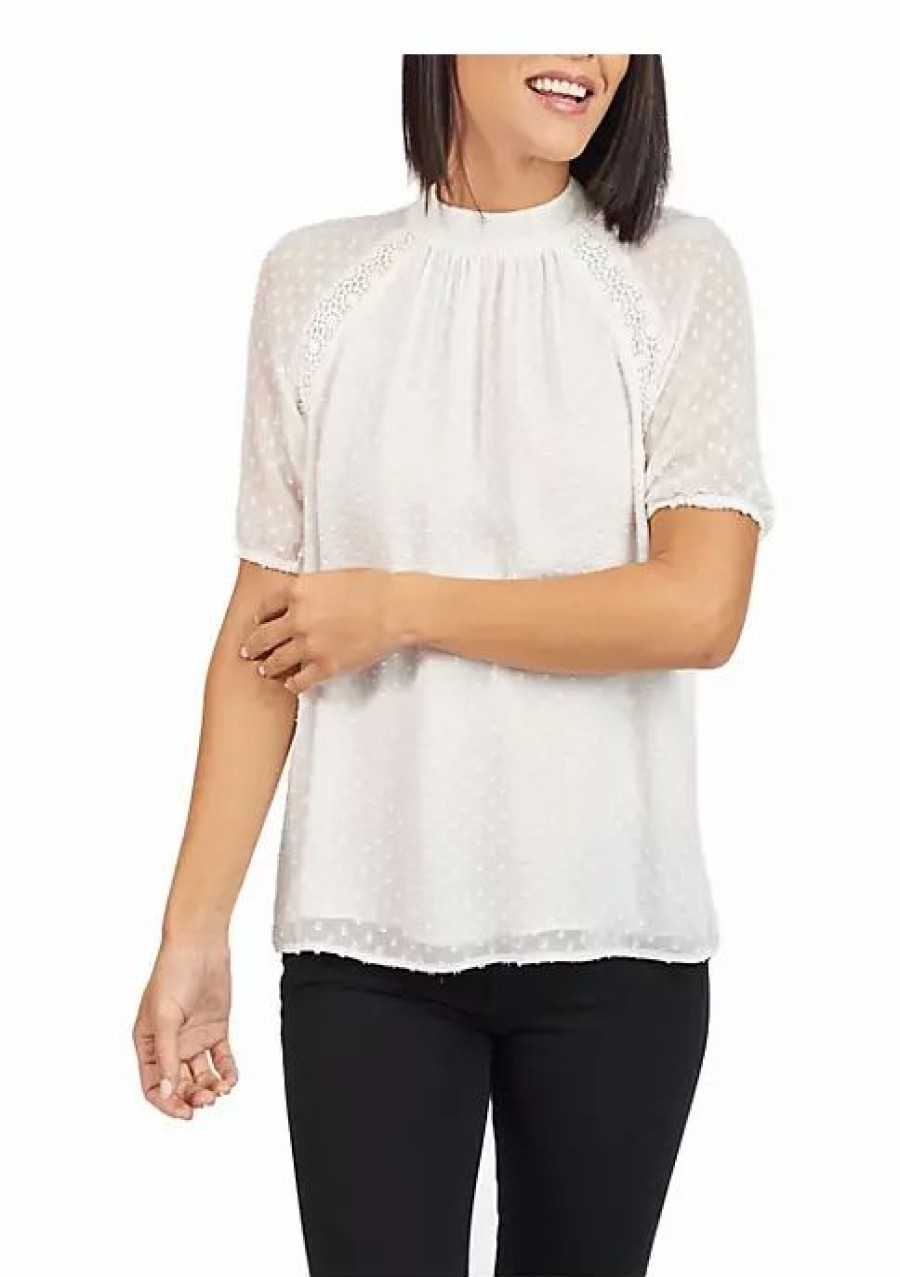 * Dr2 By Daniel Rainn Lace Mock Turtleneck Top Blouse | Women'S Clothing