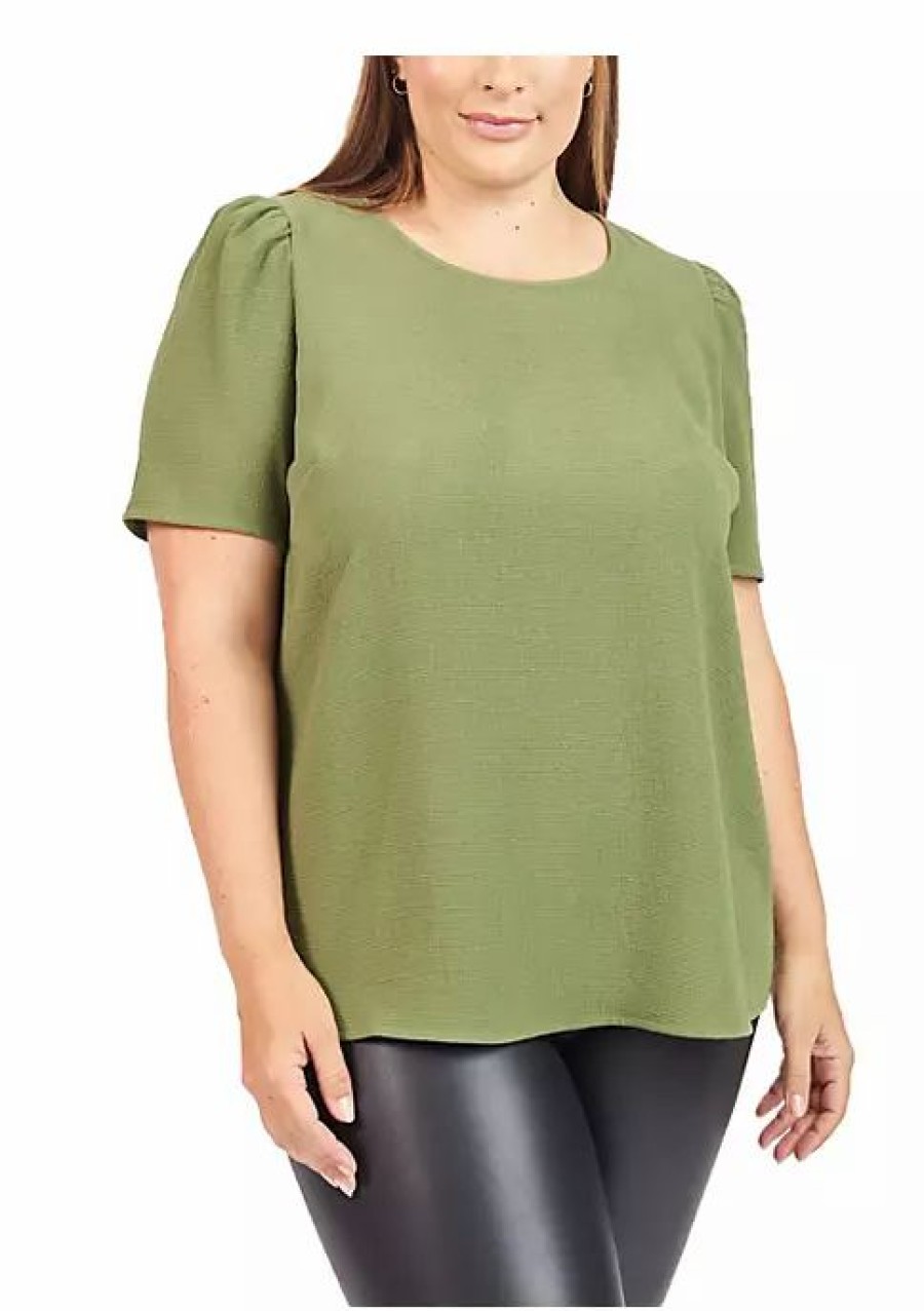 * Dr2 By Daniel Rainn 3/4 Puff Sleeve Blouse (Plus Size) | Women'S Clothing