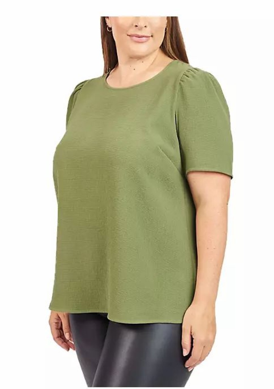 * Dr2 By Daniel Rainn 3/4 Puff Sleeve Blouse (Plus Size) | Women'S Clothing