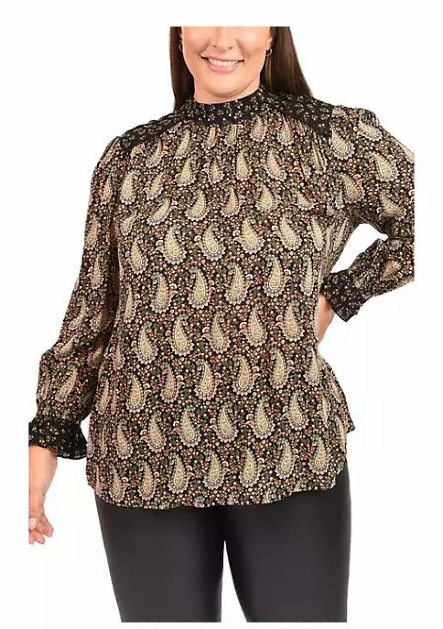 * Dr2 By Daniel Rainn Long Sleeve Top Blouse With Mock Turtle-Neck (Plus Size) | Women'S Clothing