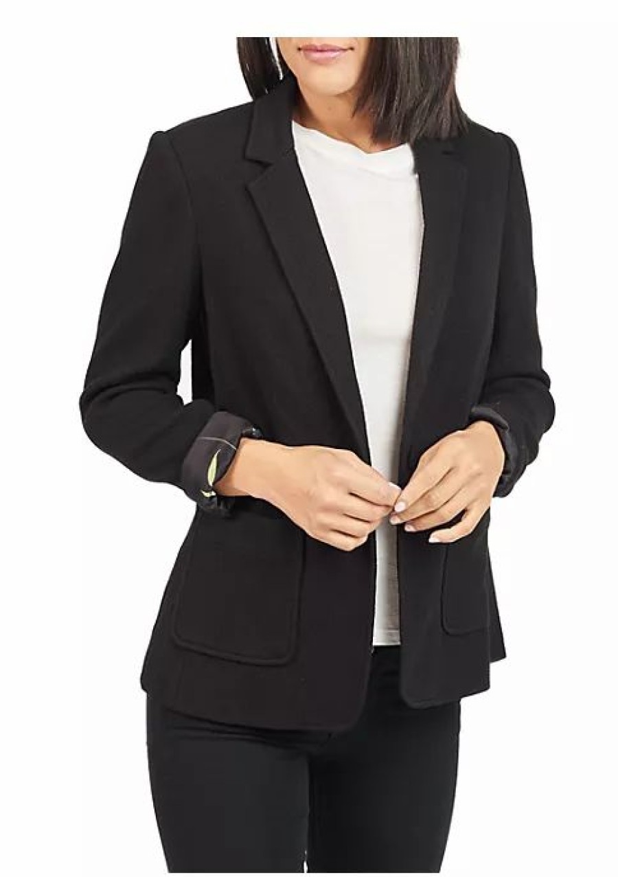 * Dr2 By Daniel Rainn Notch Collar Knit Jacket Blazer With Pockets | Women'S Clothing