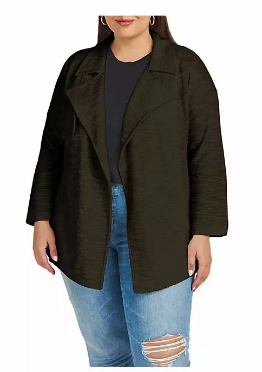 * Dr2 By Daniel Rainn Asymmetrical Knit Blazer (Plus Size) | Women'S Clothing