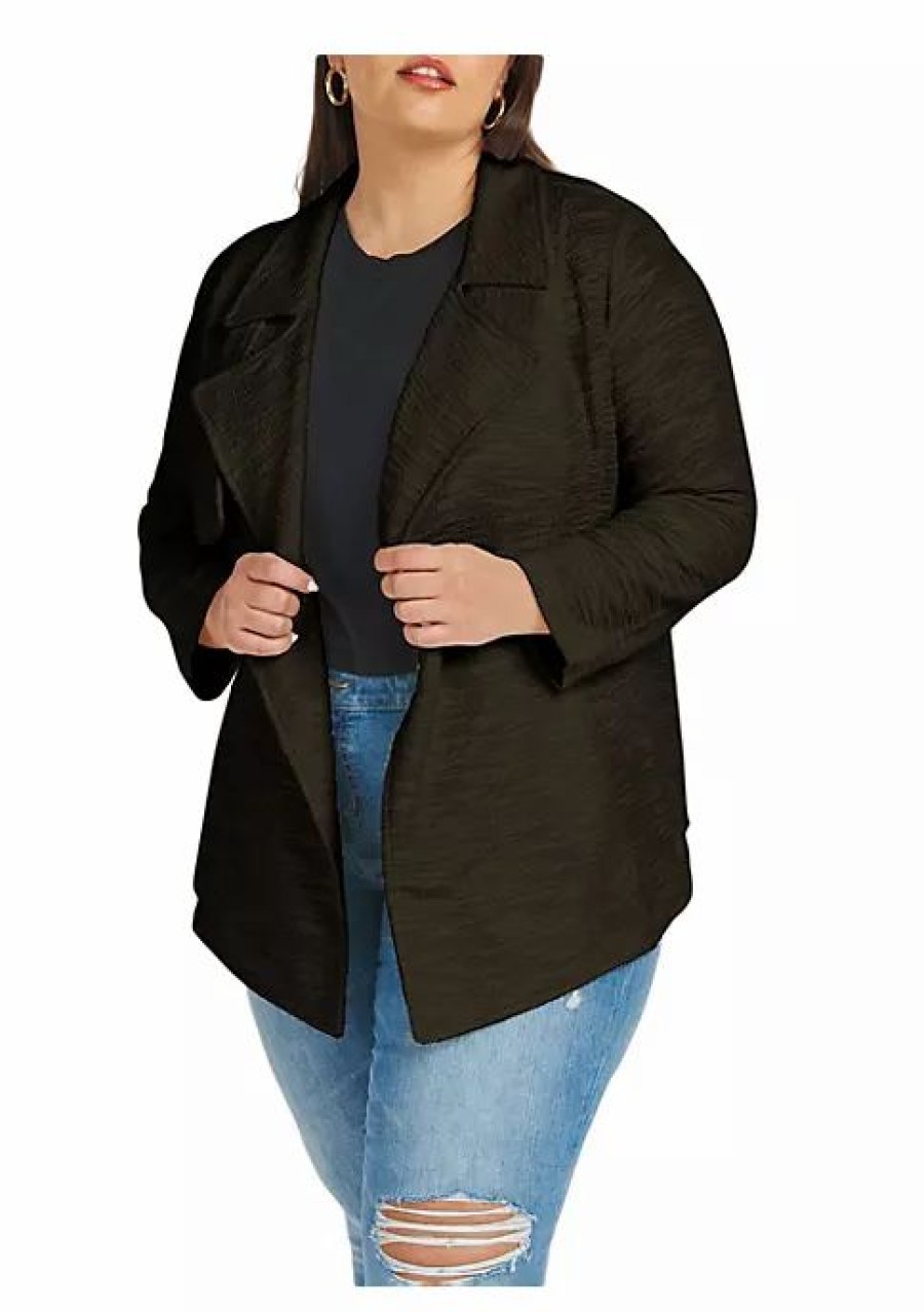 * Dr2 By Daniel Rainn Asymmetrical Knit Blazer (Plus Size) | Women'S Clothing