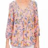 * Dr2 By Daniel Rainn 3/4 Sleeve Smocked Paisley Top | Women'S Clothing